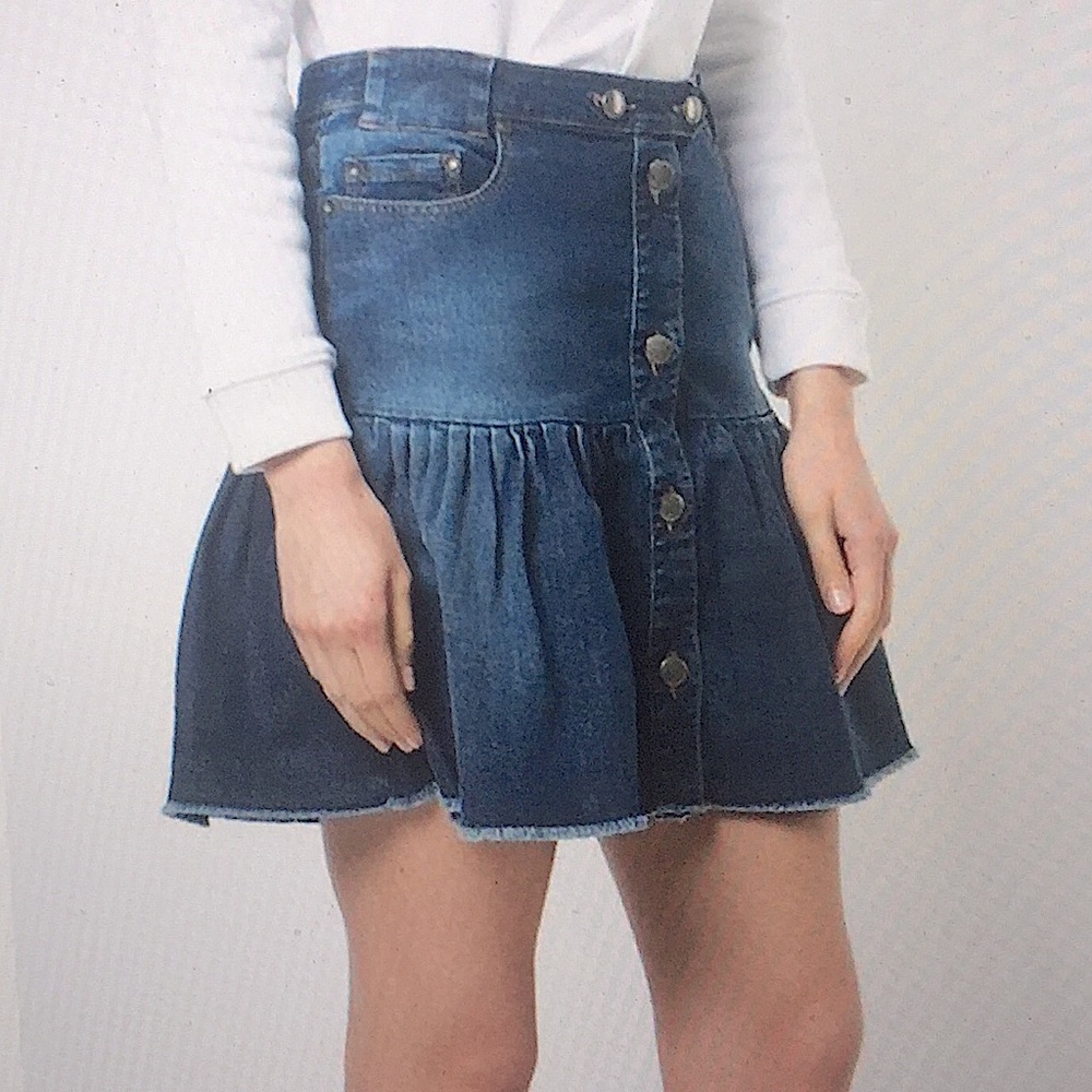 RED VALENTINO Ruffle Denim Mini Skirt